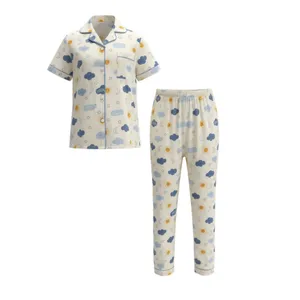 ست تی‌شرت آستین کوتاه و شلوار راحتی زنانه مدل ماه و ستاره SH