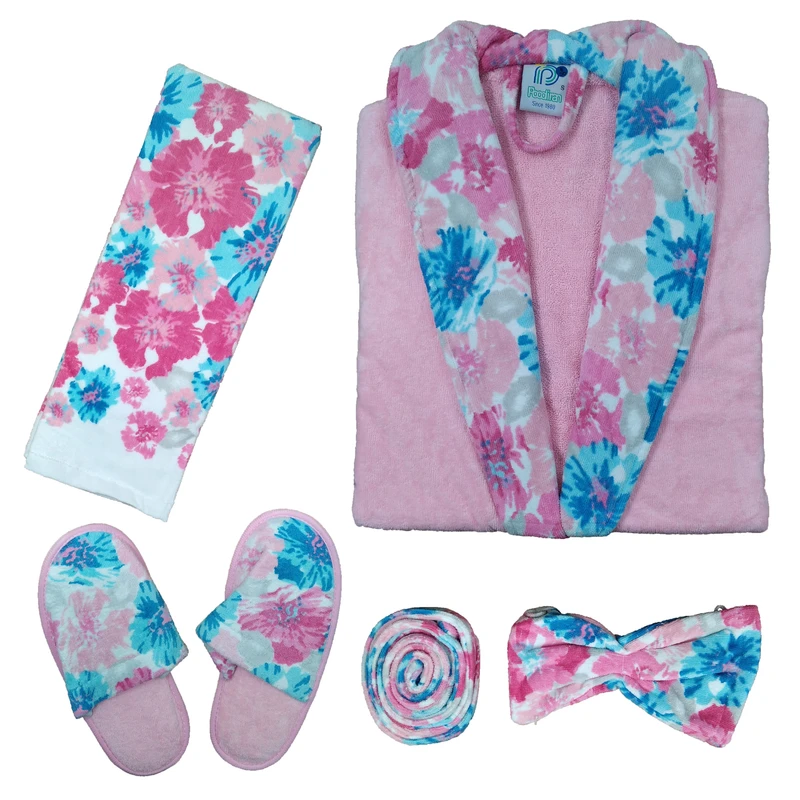 سرویس حوله پالتویی 5 تکه پودایران مدل پامچال