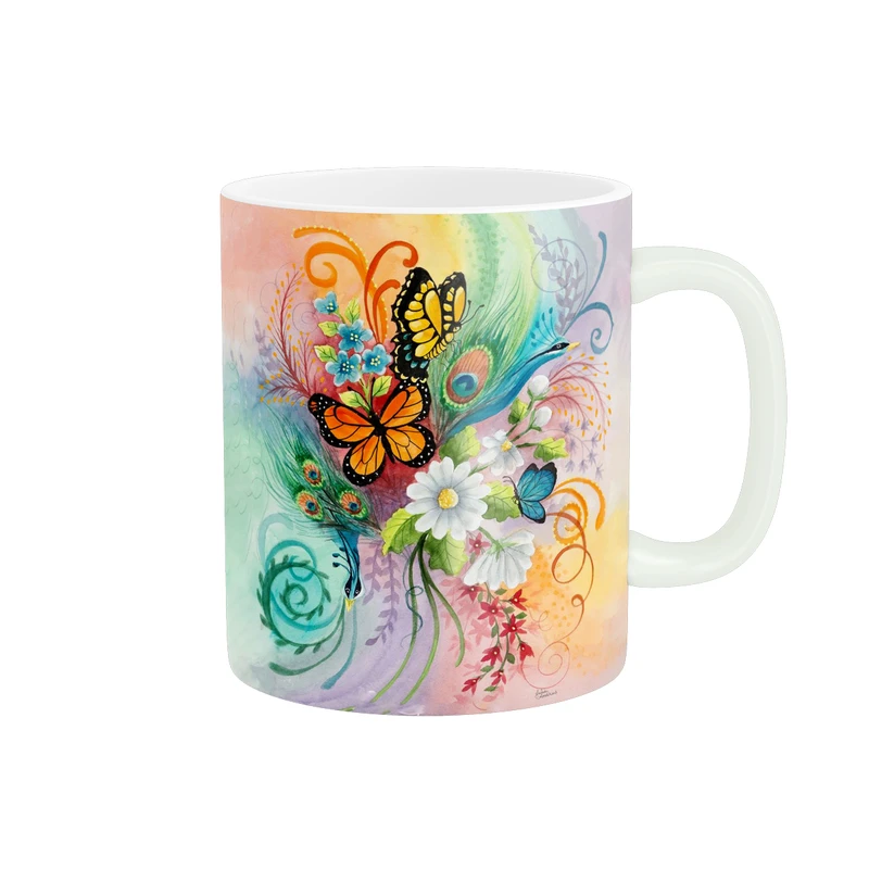 ماگ زیگورات مدل گل و پروانه کد 319