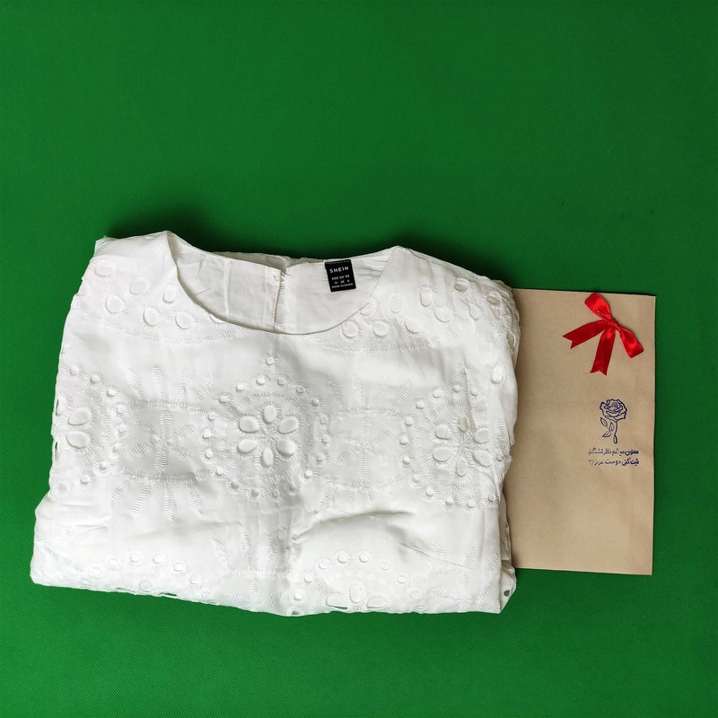 پیراهن زنانه شین مدل آستین شیپوری کار شده 20287357