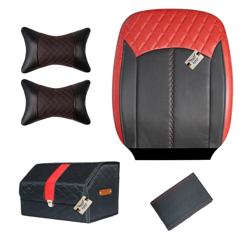 روکش صندلی خودرو سوشیانت مدل دورتموند مناسب برای پژو 206 و 207 به همراه پشت گردنی و باکس صندوق و دورفرمان