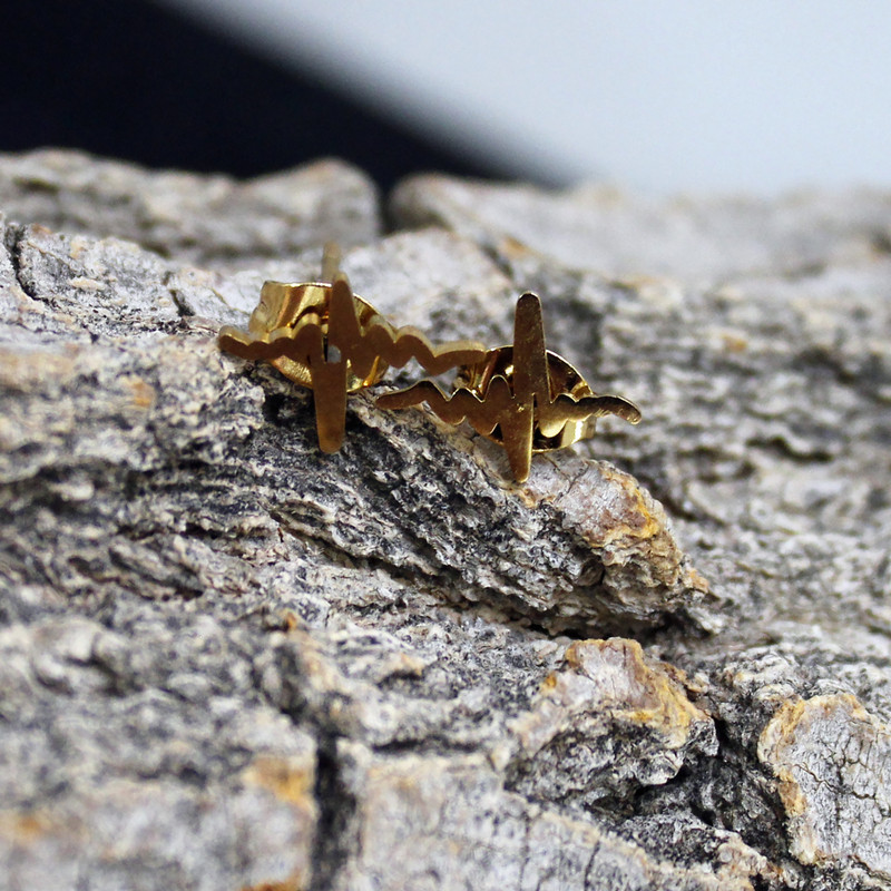 گوشواره زنانه طرح ماه و ضربان کد RKH_1518 مجموعه 2 عددی