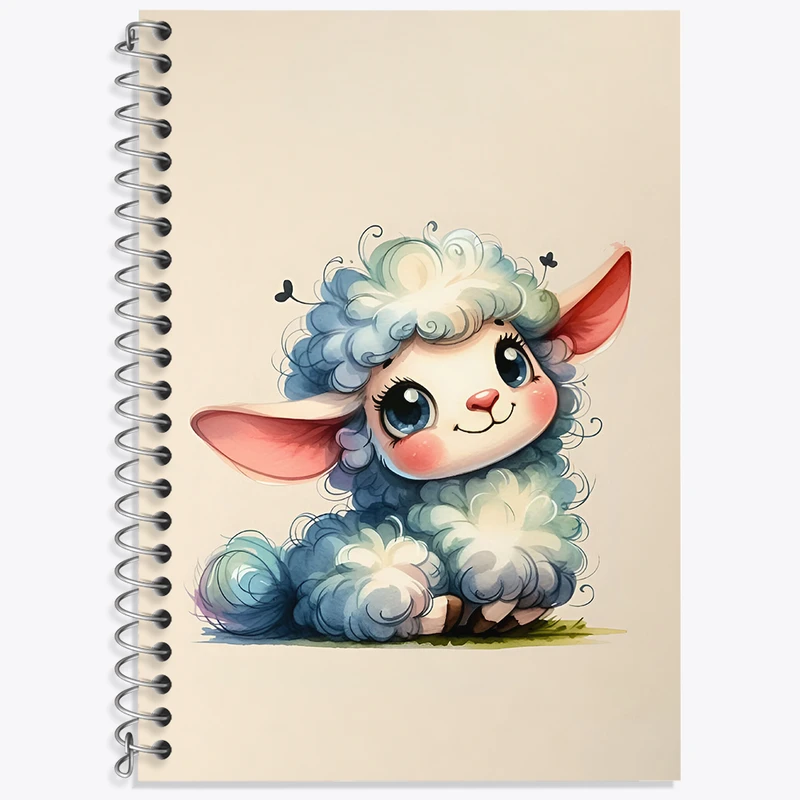 دفتر زبان 50 برگ خندالو مدل دو خط طرح گوسفند کیوت کد N5505