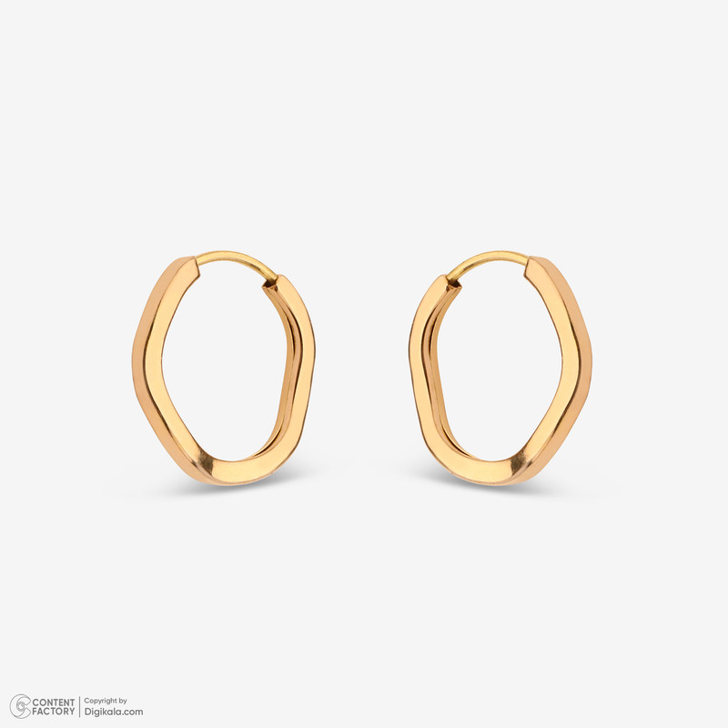 گوشواره حلقه‌ای طلا کم اجرت  18 عیار زنانه ناریا مدل Hexagon کد S3