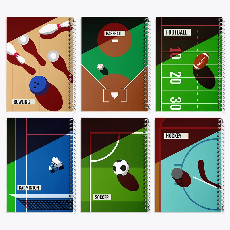 دفتر مشق 100 برگ خندالو طرح ورزشی کد 33 مجموعه 6 عددی