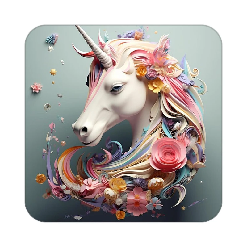 زیر لیوانی کاکتی طرح اسب تک شاخ و یونیکورن مدل mp32315