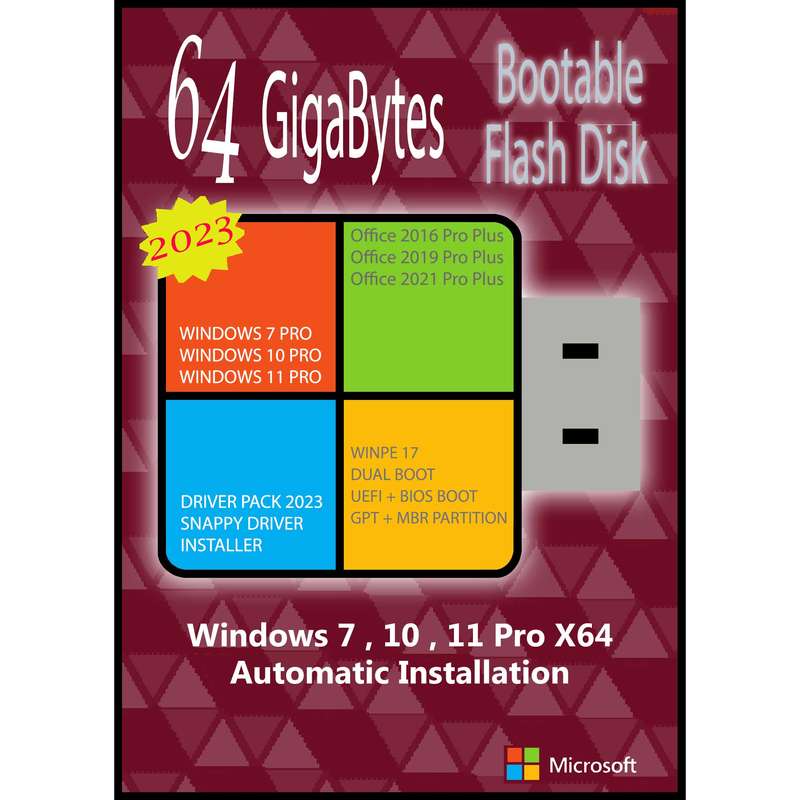 سیستم عامل Windows 7 10 11 Pro X64 Driver Pack 2023 Office 2016-19-21 نشر مایکروسافت
