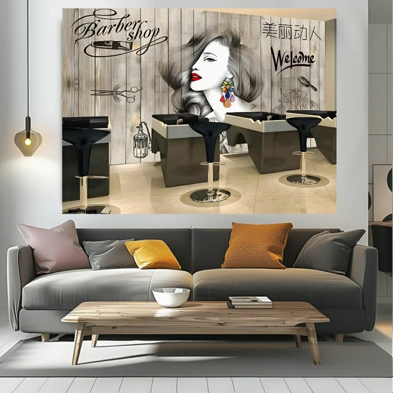 تابلو بوم طرح مخمل آرایشگاه مدل زنانه کد FP106324