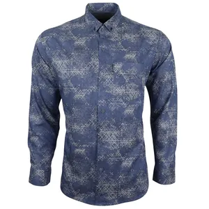 پیراهن آستین بلند یقه برگردان مردانه مدل هندسی زرین جیبدار 11