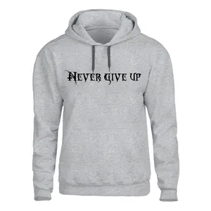 هودی مردانه مدل NEVER GIVE UP کد J229 رنگ طوسی