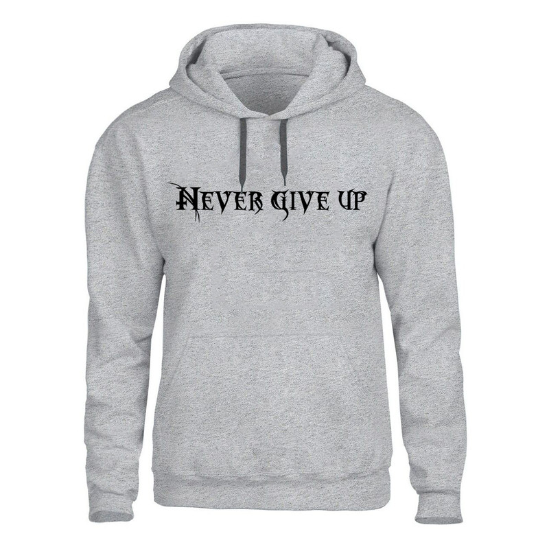هودی مردانه مدل NEVER GIVE UP کد J229 رنگ طوسی