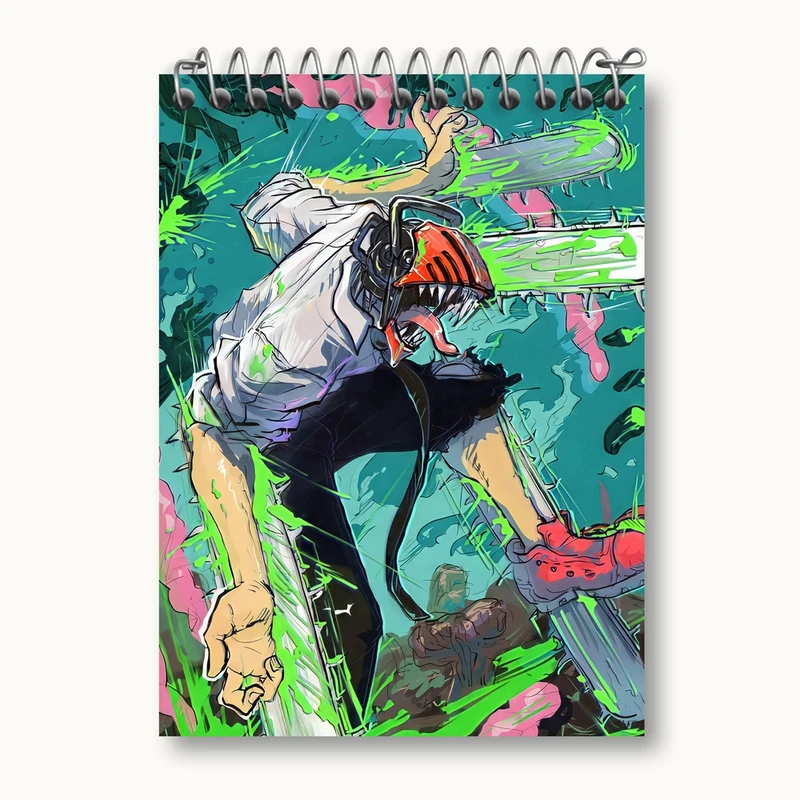 دفتر یادداشت 50 برگ خندالو مدل دنجی انیمه مرد اره ای Chainsaw Man کد 17894