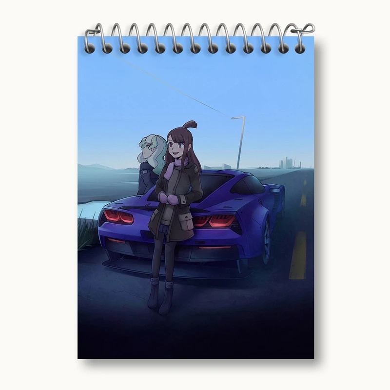 دفتر یادداشت 50 برگ خندالو مدل اکو و دیانا انیمه جادوگران کوچک Little Witch Academia کد 22934