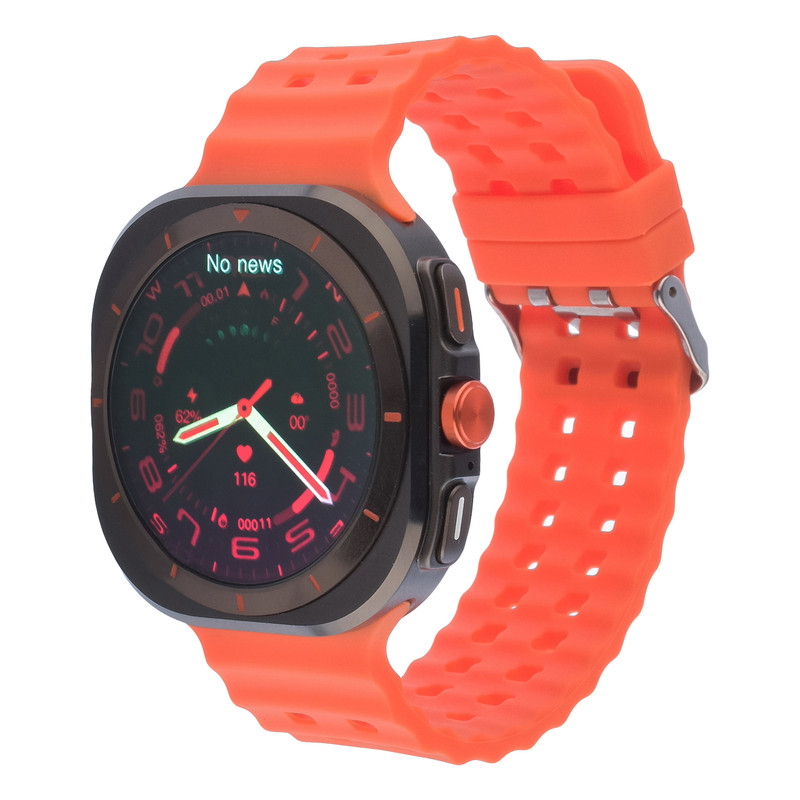 ساعت هوشمند ایرمز مدل Watch Ultra دارای قابلیت های صفحه نمایش رنگی، صفحه نمایش لمسی، مکالمه، سنجش اکسیژن خون و بند سیلیکونی