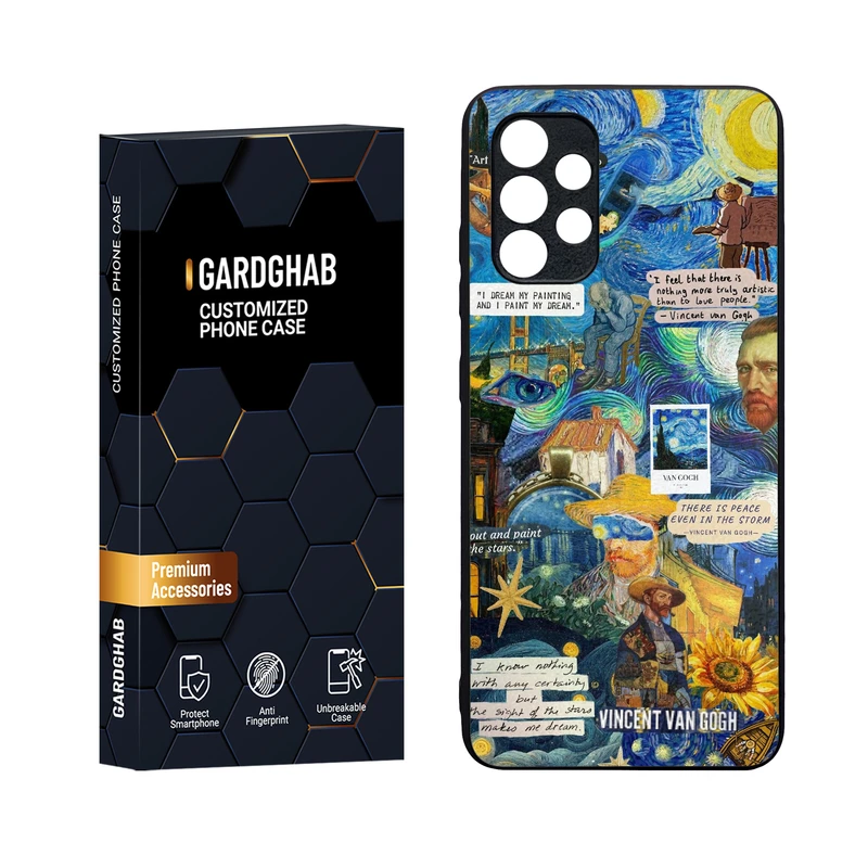 کاور گارد قاب مدل دورژله ای پشت گلس هنری مناسب برای گوشی موبایل سامسونگ Galaxy A32 4G