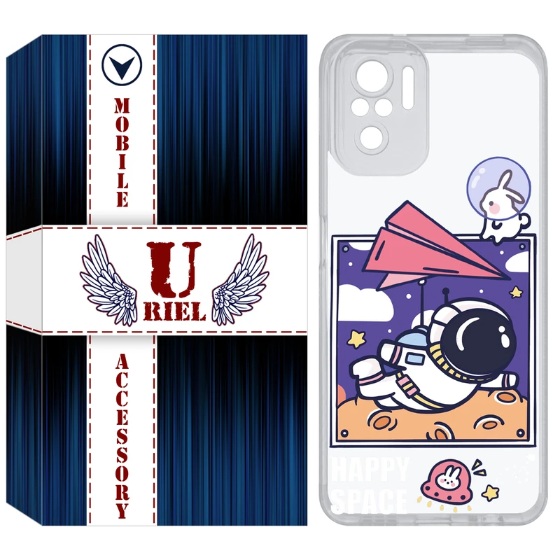 کاور یوریل قاب مدل Clear کد 22 طرح فضانورد مناسب برای گوشی موبایل شیائومی Redmi Note 10 4G / Note 10S / Poco M5s