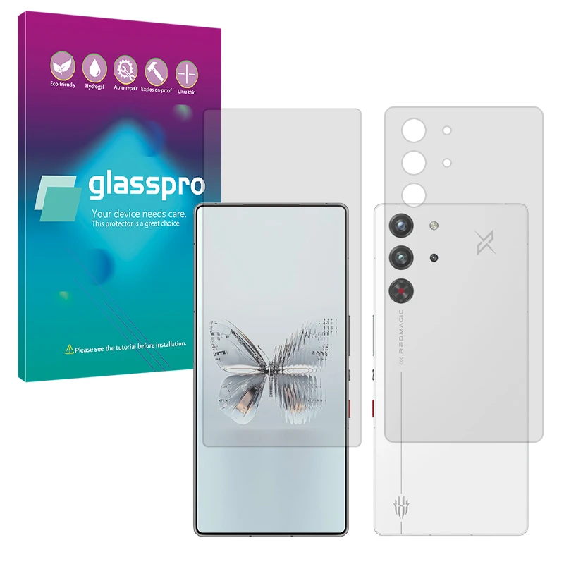 محافظ صفحه نمایش شفاف گلس پرو مدل Resistant مناسب برای گوشی موبایل زد تی ای nubia RedMagic 10 Pro به همراه محافظ پشت گوشی