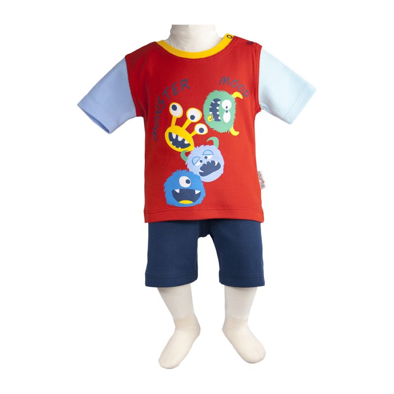 ست تی شرت و شلوارک نوزادی آدمک مدل  مانستر کد 160801 -  - 2