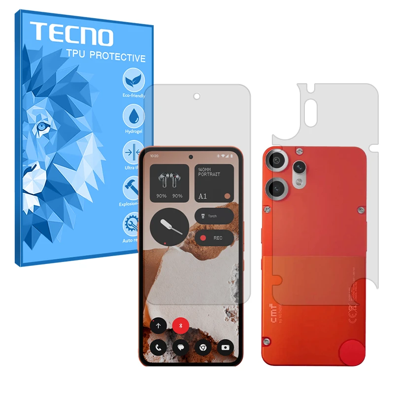 محافظ صفحه نمایش شفاف تکنو مدل Resistant مناسب برای گوشی موبایل ناتینگ CMF Phone 2 Pro به همراه محافظ پشت گوشی 