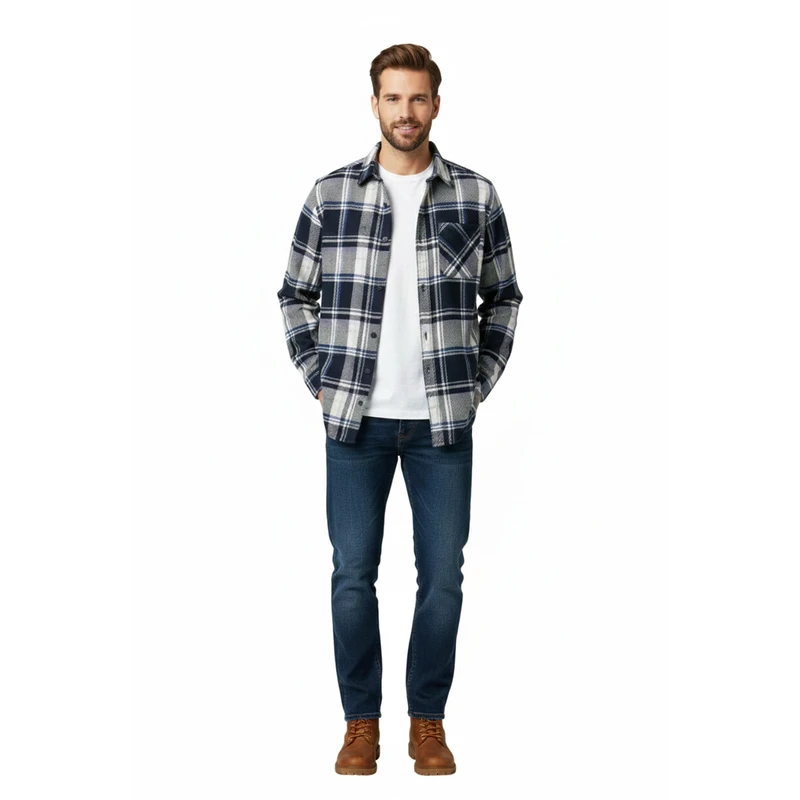 پیراهن آستین بلند یقه برگردان مردانه مدل پشمی کد 02
