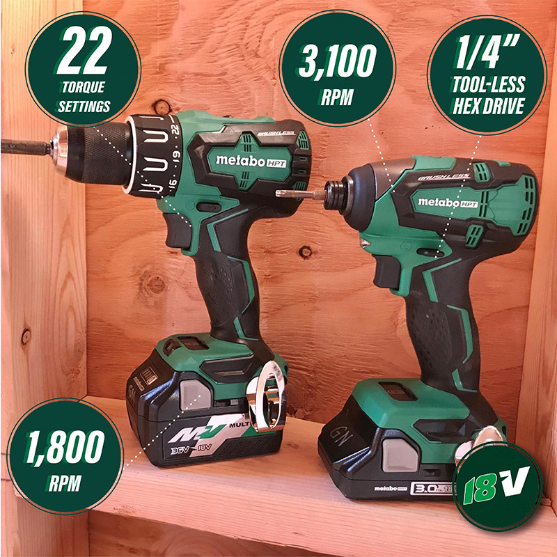 دریل شارژی و پیچبند شارژی متابو مدل Metabo HPT KC18DBFL2T