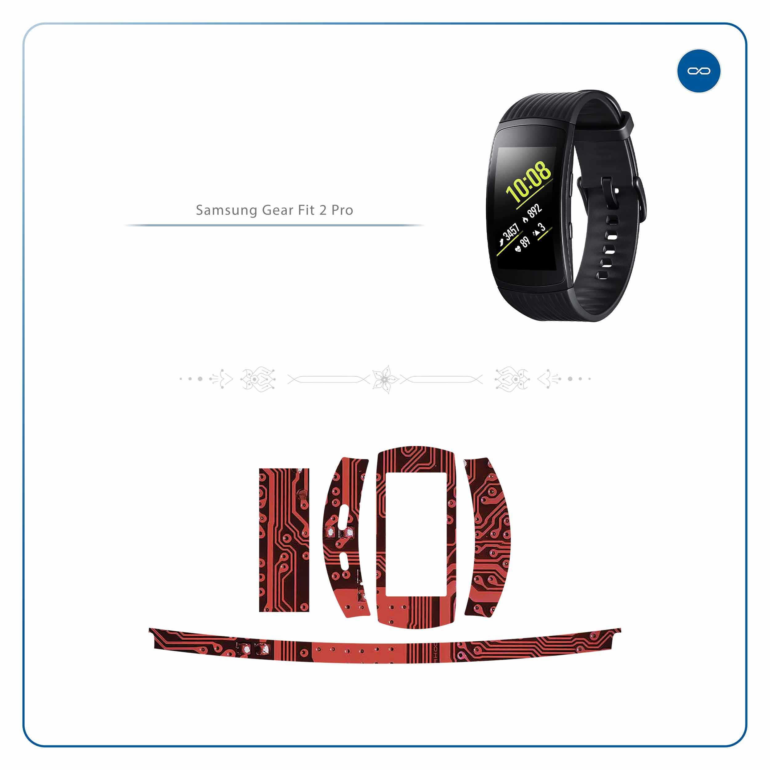 برچسب ماهوت طرح Red-Printed-Circuit-Board مناسب برای ساعت هوشمند سامسونگ Galaxy Gear Fit 2 Pro