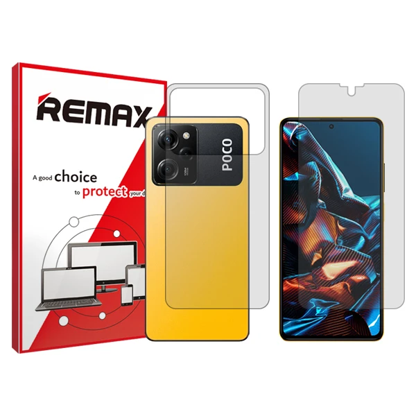 محافظ صفحه نمایش شفاف ریمکس مدل HyGEL مناسب برای گوشی موبایل شیائومی Poco X5 Pro به همراه محافظ پشت گوشی