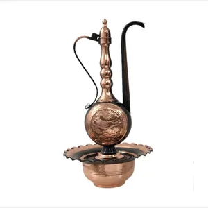 آفتابه و لگن قلمزنی‌مسی مدل مرغ مینا کد B