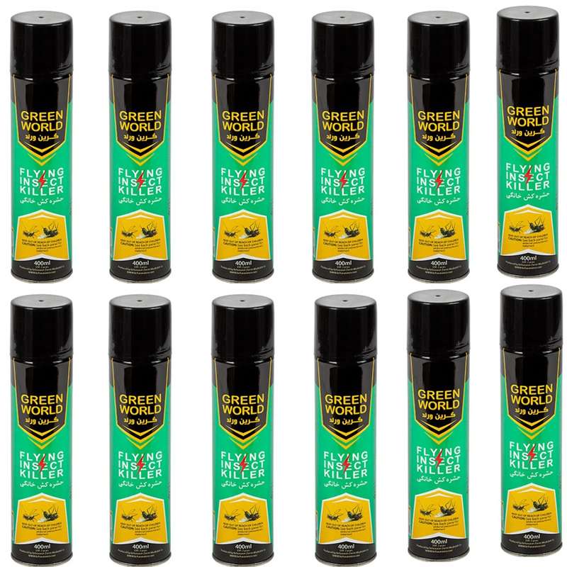 اسپری حشره کش گرین ورد مدل Flying Insect Killer حجم 400 میلی لیتر مجموعه 12 عددی