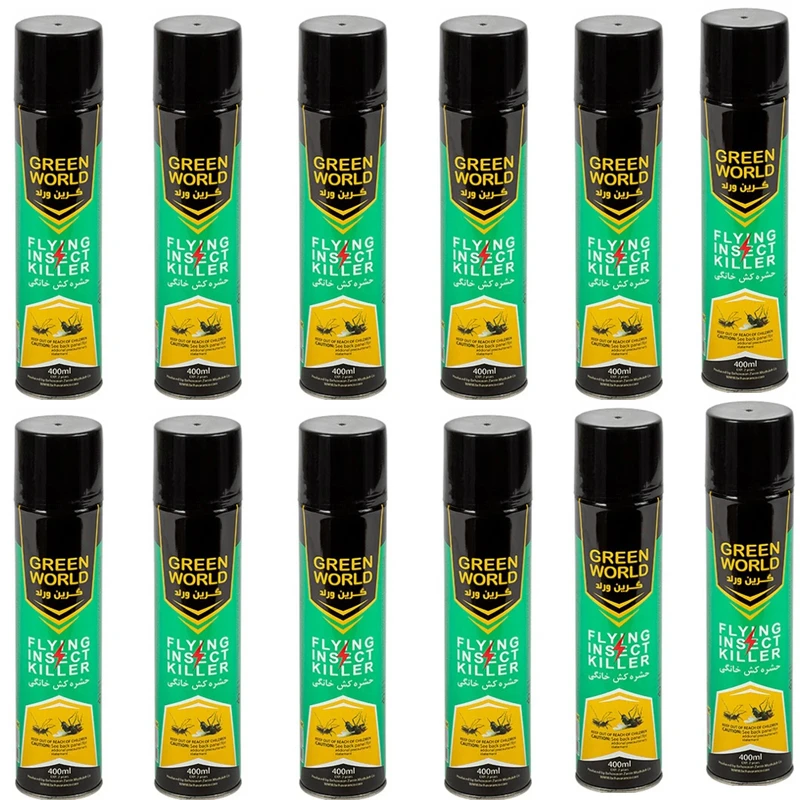 اسپری حشره کش گرین ورد مدل Flying Insect Killer حجم 400 میلی لیتر مجموعه 12 عددی