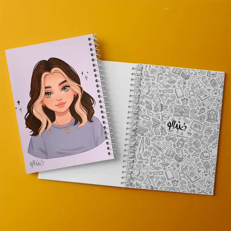 دفتر زبان 50 برگ خندالو مدل دو خط طرح دخترانه کد 25652