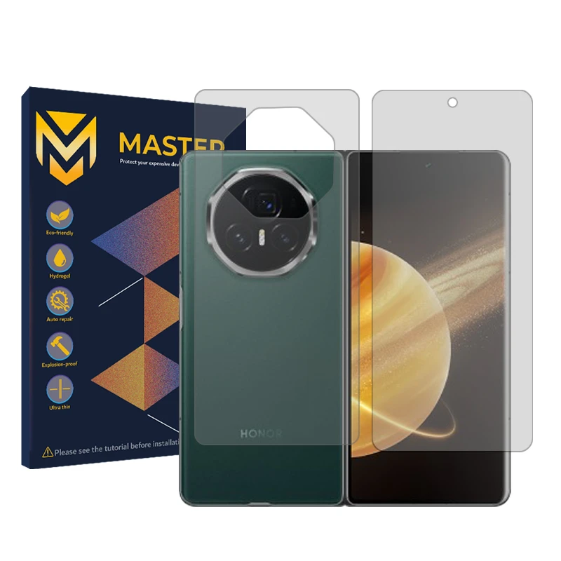 محافظ صفحه نمایش شفاف مستر مدل Resistant مناسب برای گوشی موبایل آنر Magic V3 به همراه محافظ پشت گوشی 