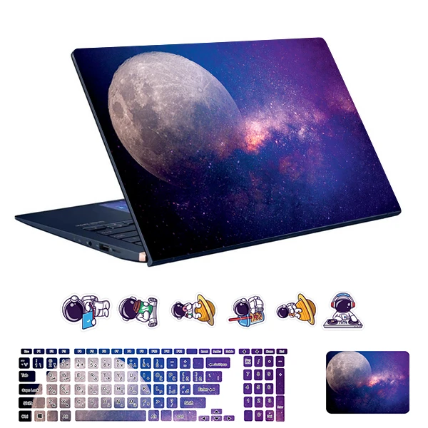 استیکر لپ تاپ توییجین و موییجین طرح Space  کد 158 مناسب برای لپ تاپ 15.6 اینچ به همراه برچسب حروف فارسی کیبورد