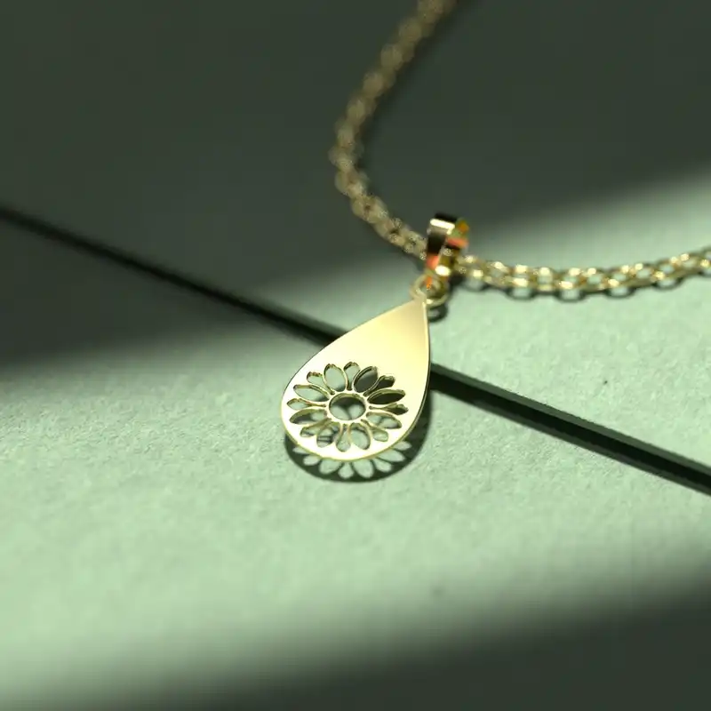 گردنبند طلا 18 عیار زنانه مدوپد مدل طرح اشک و گل کد NN1128