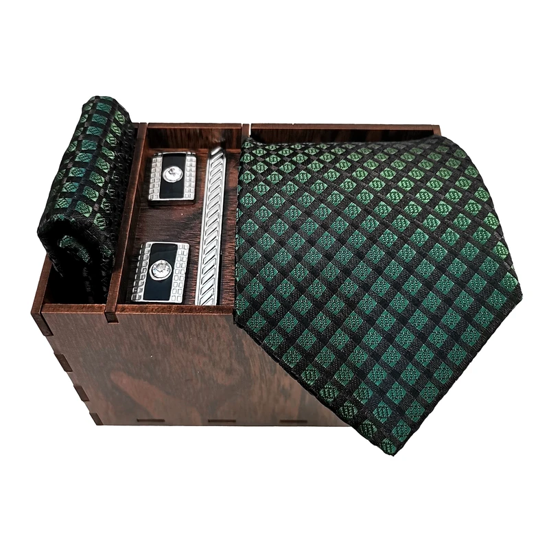 ست کراوات و دستمال جیب و دکمه سردست و گیره کراوات مردانه مدل 723