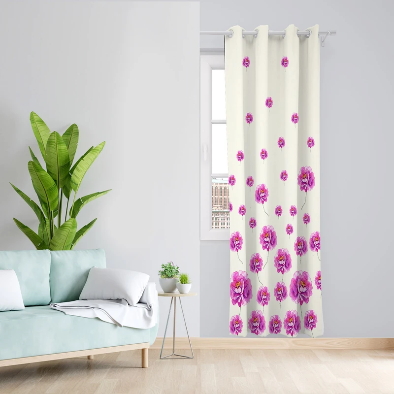 پرده طرح گل مدل مخمل پانچی کد 1911 z سایز 140x200 سانتی متر