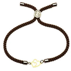 دستبند طلا 18 عیار زنانه الن نار مدل دو قلب 1218