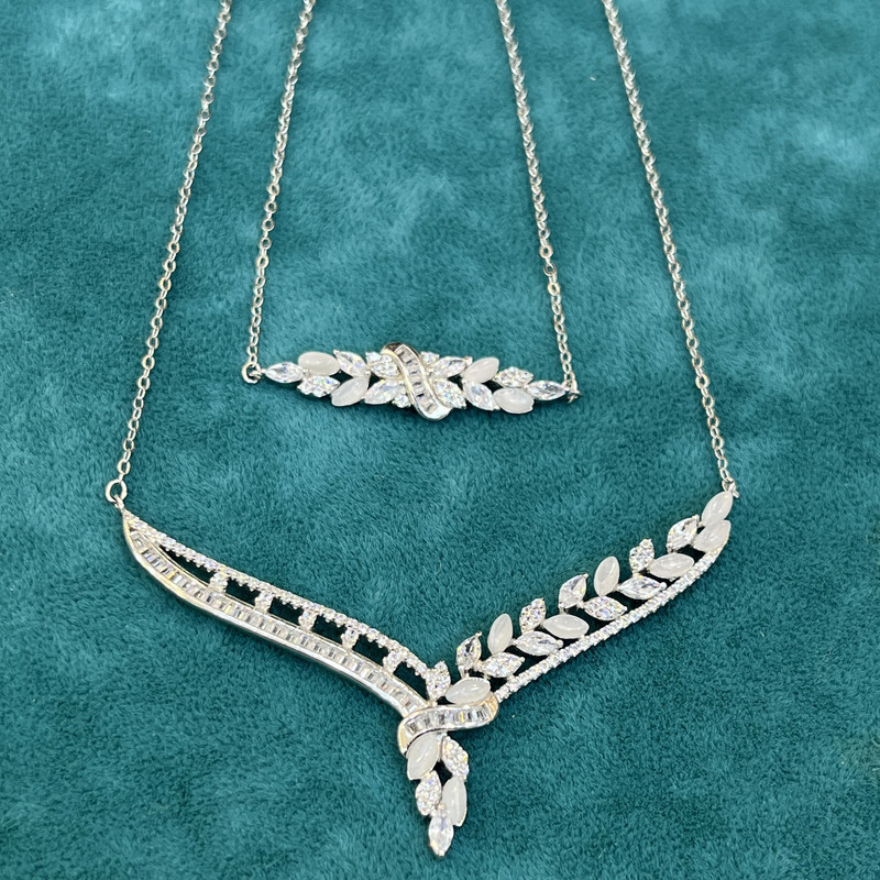 ست نقره زنانه مدل سوپر لوکس جواهری مزین به صدف باروکش رادیوم302-3