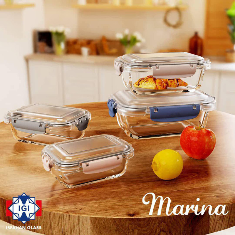 ظرف نگهدارنده شیشه و بلور اصفهان مدل مارینا مجموعه 4 عددی