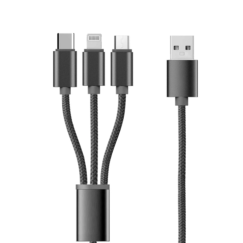 کابل تبدیل USB به Micro USB / لایتنینگ / USB-C مدل VIRA طول 1.2 متر