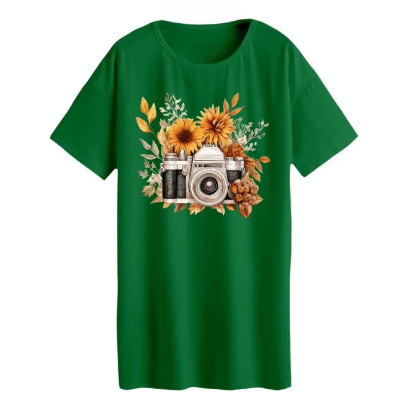 تی شرت لانگ زنانه مدل دوربین عکاسی