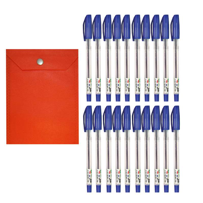 خودکار فابل مدل Cezan کد U01 بسته 20 عددی به همراه پوشه دکمه دار