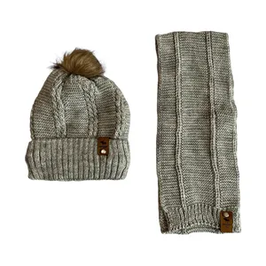 ست کلاه و شال گردن بافتنی بچگانه مدل داخل خز