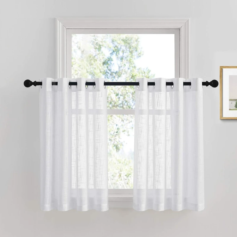 پرده تیکو دکو مدل تور بالای سینکی سایز 140*50 سانتی متر مجموعه دو عددی