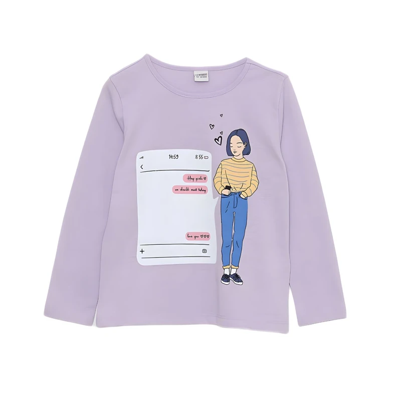 تی‌شرت آستین بلند دخترانه ال سی وایکیکی مدل W2FN87Z4-RW9