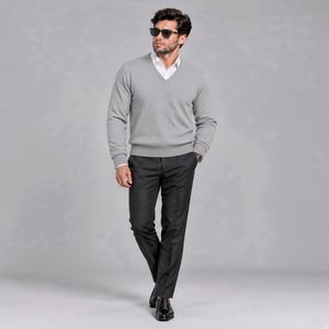 پلیور مردانه پشمی یقه هفت مدل مینرال