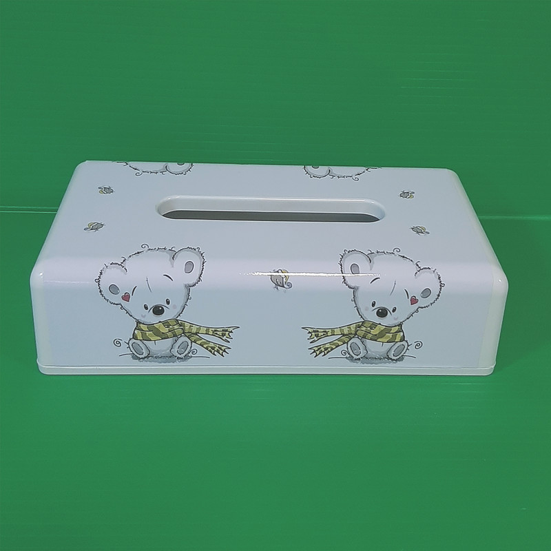 ست سطل و جادستمال کاغذی اتاق کودک مدل خرس شالدار کد R-101