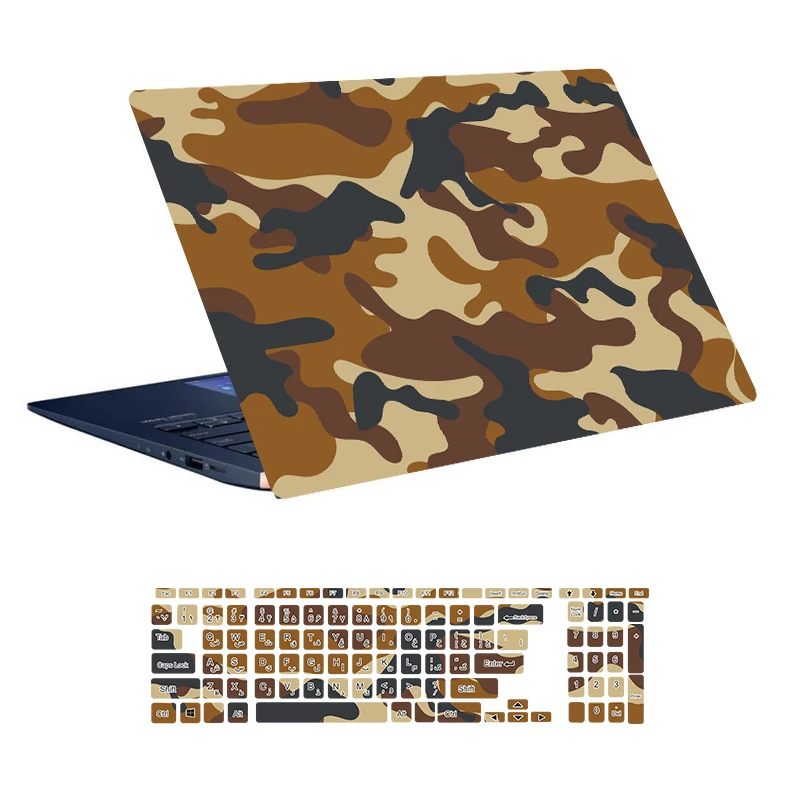 استیکر لپ تاپ توییجین و موییجین طرح Military کد 36 مناسب برای لپ تاپ 15.6 اینچ به همراه برچسب حروف فارسی کیبورد 