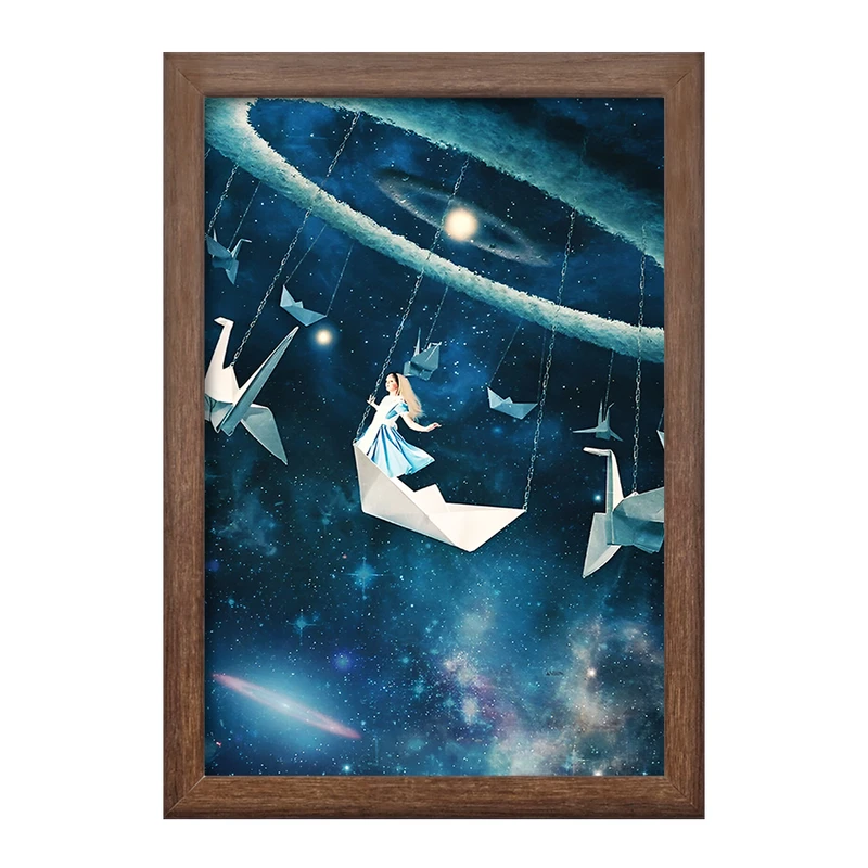 تابلو خندالو طرح دختر و کهکشان کد F8723