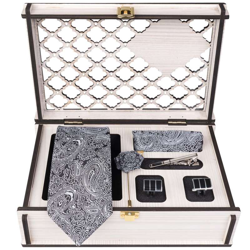 ست کراوات و دستمال جیب و دکمه سردست و گل کت مردانه جیان فرانکو روسی مدل GF-PA946-BOX